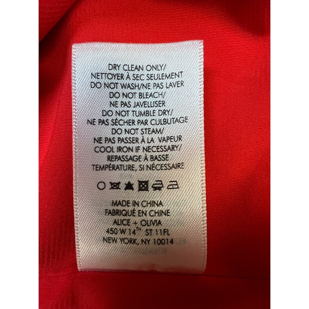 Alice & Olivia Bailey Mini Dress Red Mock Neck V-Back Zip 3/4 Bell Sleeve SZ 8 - Picture 12 of 16